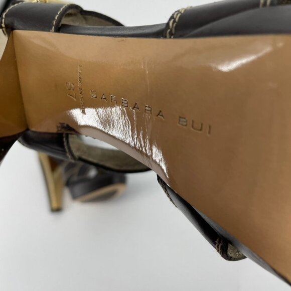 Barbara Bui brown  gold strappy buckle high heel sandals - Picture 9 of 16